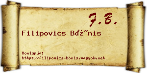 Filipovics Bónis névjegykártya